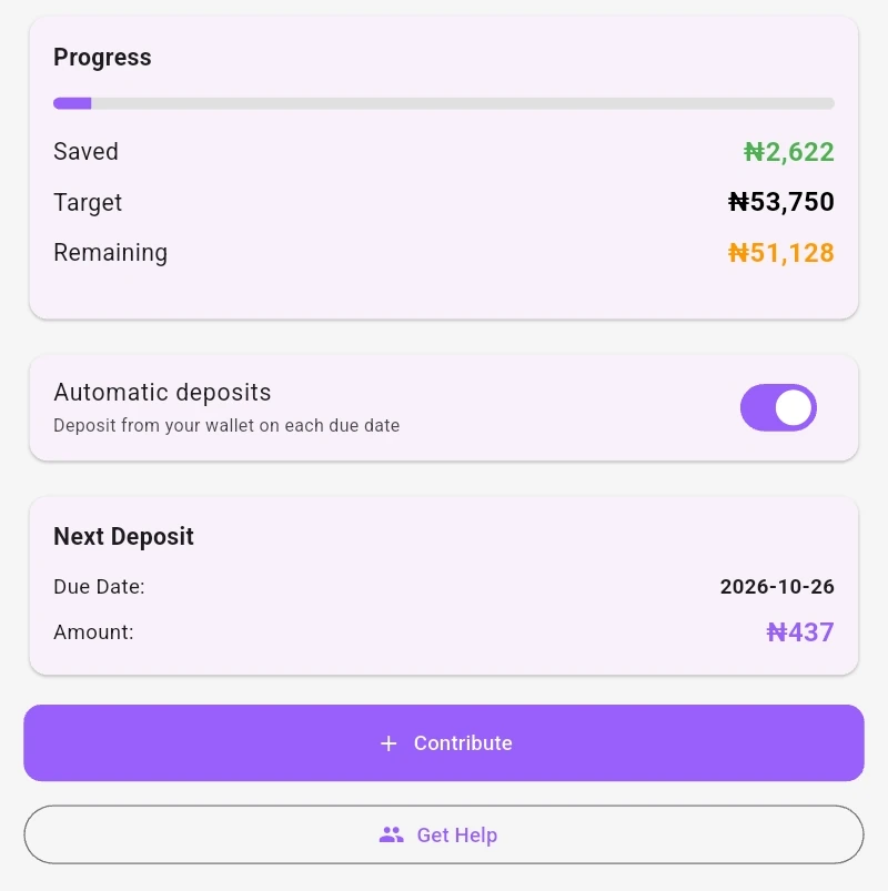 SkoolWisely Savings Goal Details