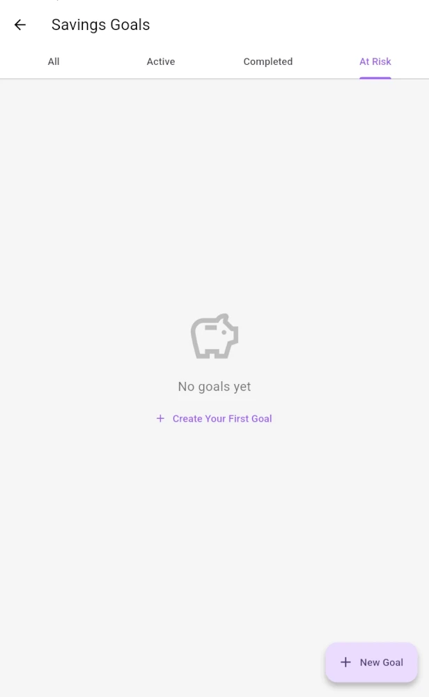 SkoolWisely Savings Goals Screen