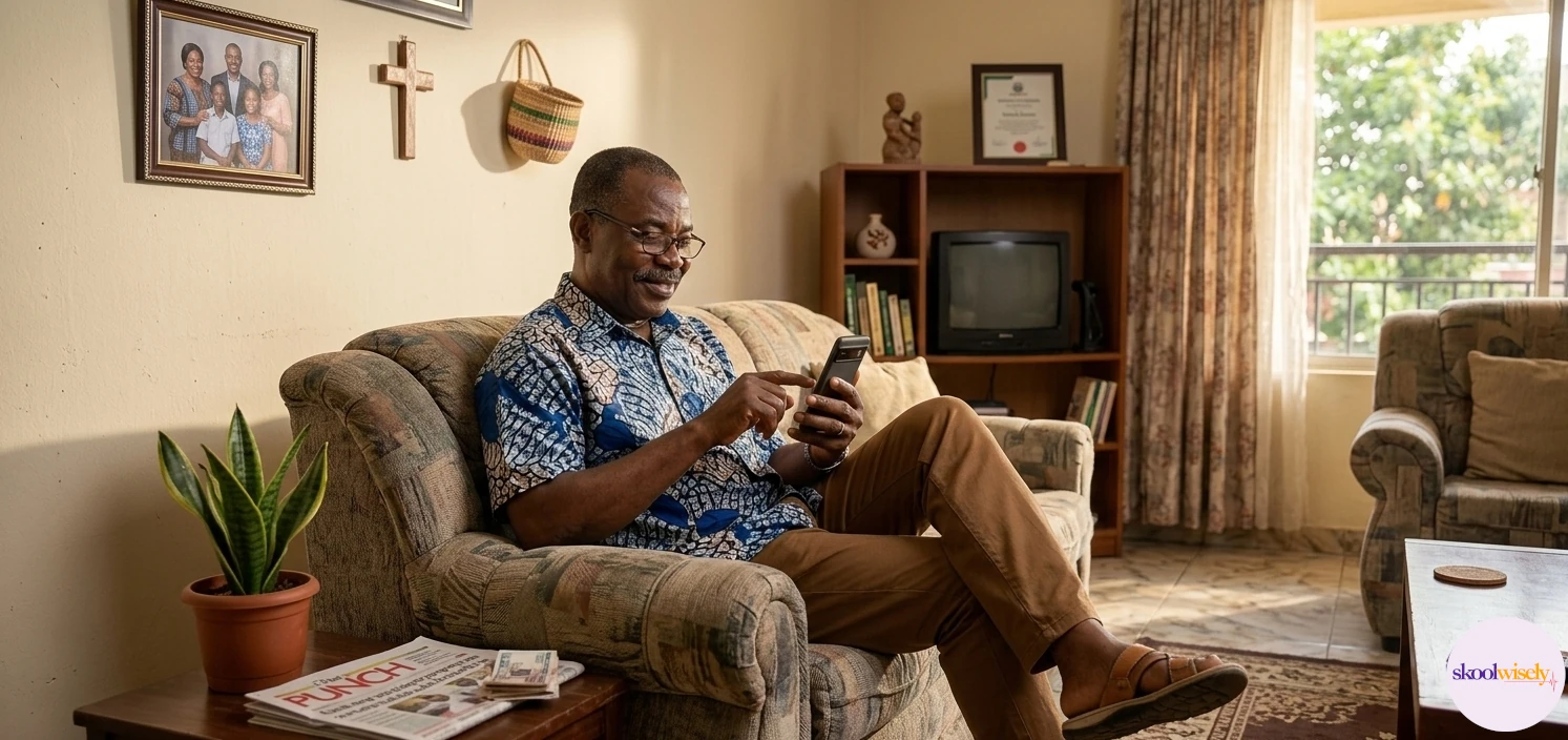 Parent using mobile app